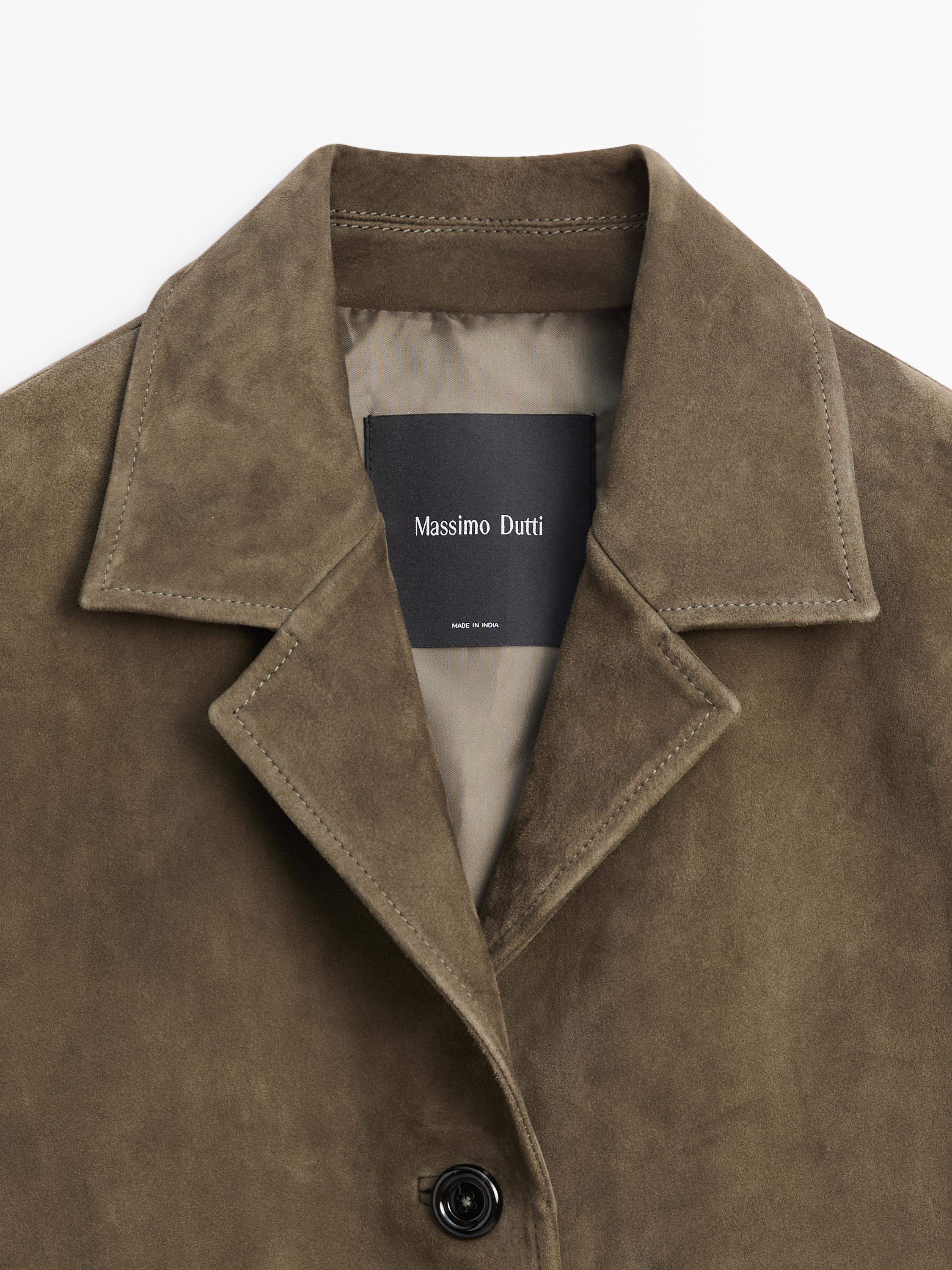 Veste courte en cuir effet daim